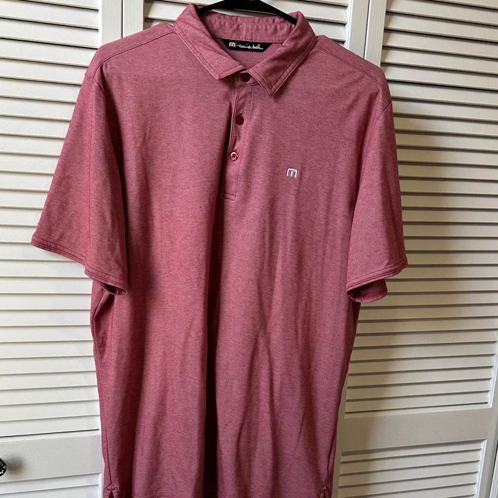 Travis Mathew Men's Polo Shirt in Heathered Red - Picture 2 of 3